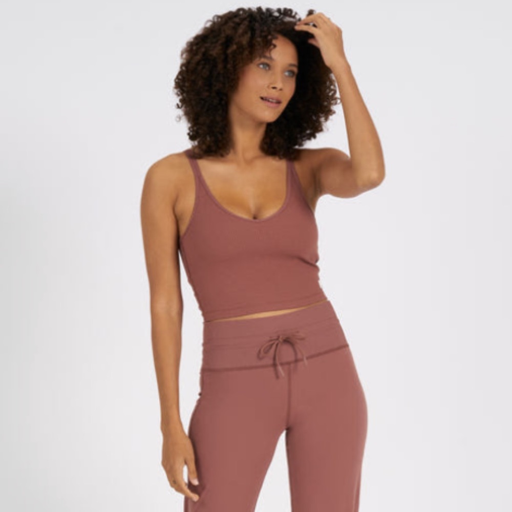 Vuori Rib Crop Tank - Terracotta, XS